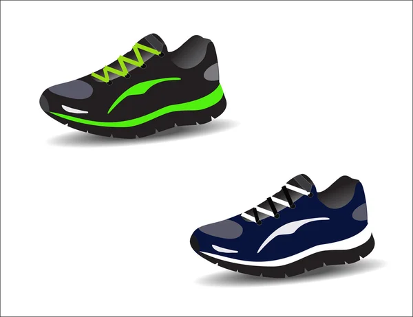 Синие и зеленые туфли — стоковый вектор