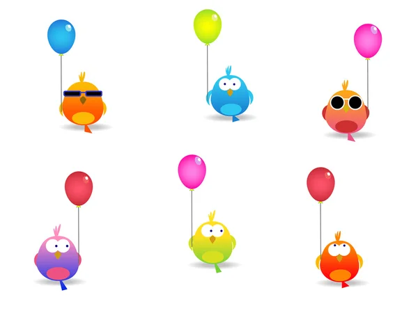 Vogels en ballonnen — Stockvector