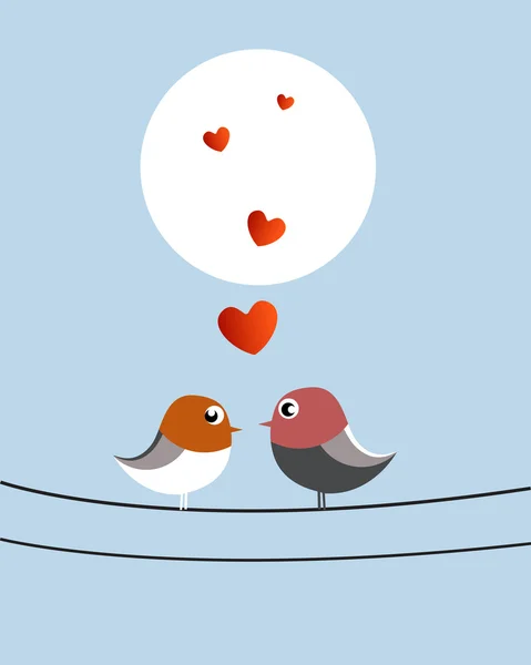 Valentine Vögel im Mondschein — Stockvektor