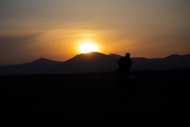 Dağ silueti ve Vahşi Yıl atları,