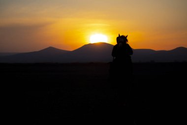 Dağ silueti ve Vahşi Yıl atları,