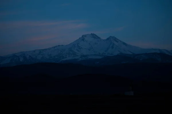 Mountain Silhouette Wild Year Horses — Stock Photo, Image