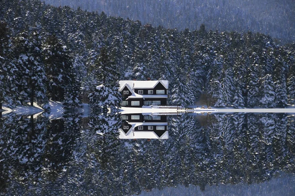 Parco Naturale Montuoso Con Lago Boschi Sentieri Escursionistici Aree Pic — Foto Stock