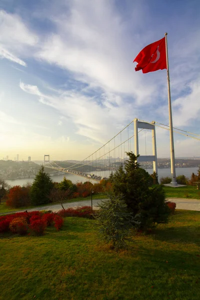 Fatih Sultan Mehmet Bridge Suspension Bridge Located Kavack Hisarst Districts — Stock Photo, Image