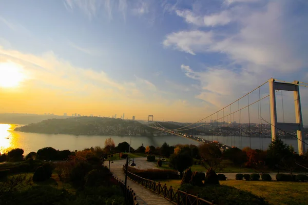 Puente Fatih Sultan Mehmet Puente Colgante Situado Entre Los Distritos — Foto de Stock