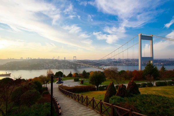 Мост Фатих Султан Мехмет Подвесной Мост Расположенный Между Районами Кавак — стоковое фото