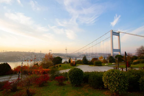 Мост Фатих Султан Мехмет Подвесной Мост Расположенный Между Районами Кавак — стоковое фото