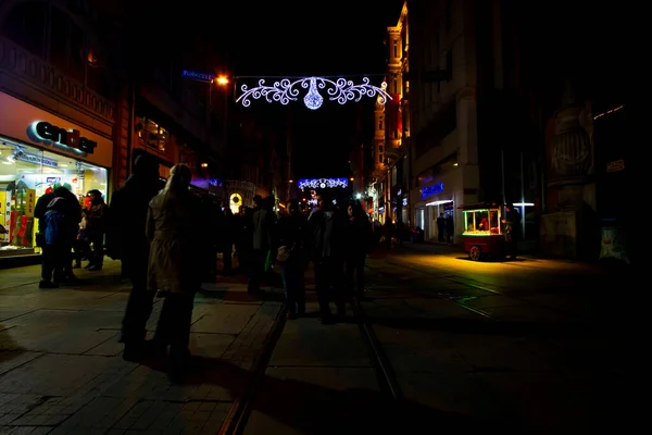 Istiklal Caddesi Distrito Beyoglu Estambul Plaza Tunel Taksim Desde Finales — Foto de Stock