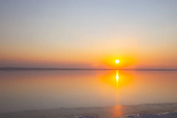 Deuxième Grand Lac Turquie Coucher Soleil Dans Lac Salé — Photo