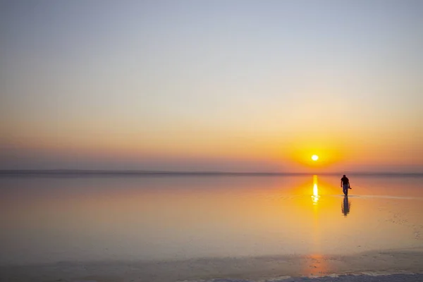 Второе Величине Озеро Турции Закат Соленом Озере — стоковое фото