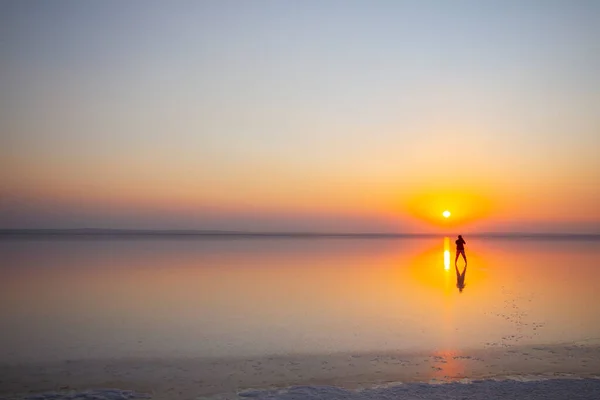 Der Zweitgrößte See Der Türkei Sonnenuntergang Salzsee — Stockfoto