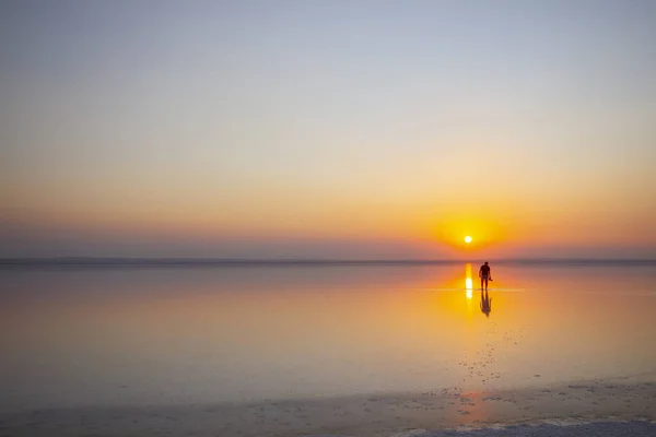 Der Zweitgrößte See Der Türkei Sonnenuntergang Salzsee — Stockfoto