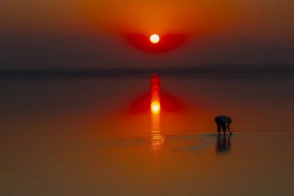 Turkey Second Largest Lake Sunset Salt Lake — Stock Photo, Image