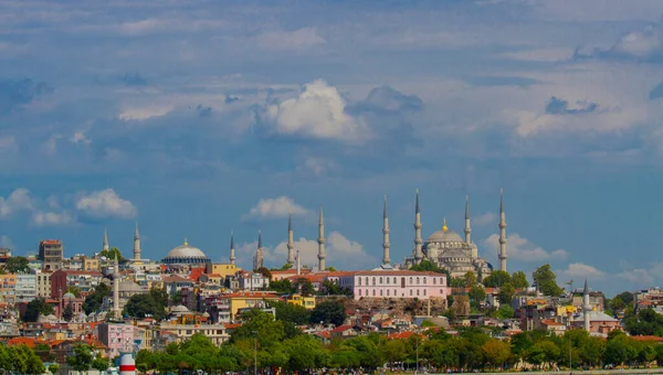 Desde Diferentes Ángulos Mezquita Azul Mezquita Santa Sofía Panorama Estambul — Foto de Stock