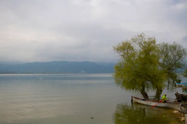 ウルアバット湖 Uluabat Lake 旧アポヨーント湖 ブルサ島の大規模な淡水湖である 湖の面で水生植物魚鳥の両方の個体群はトルコで最も豊かなものの一つです — ストック写真