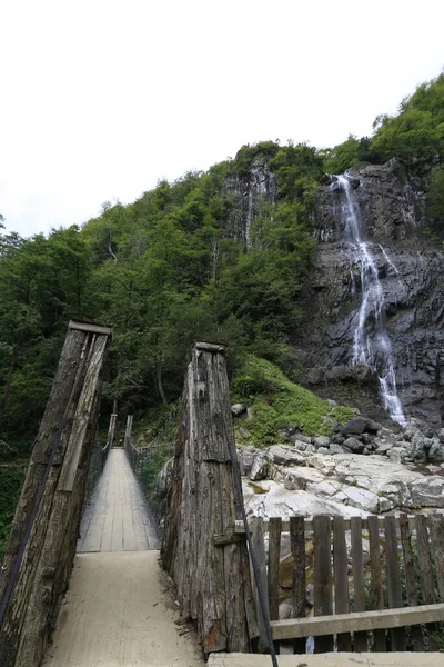 Cascada Mencuna Puentes Piedra Gemela Artvin Arhavi — Foto de Stock