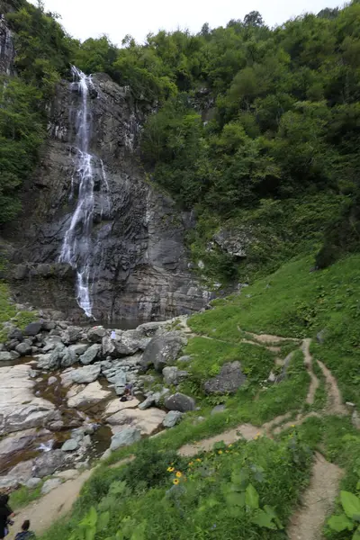 Cascata Mencuna Ponti Pietra Gemelli Artvin Arhavi — Foto Stock