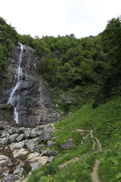 Cascata Mencuna Ponti Pietra Gemelli Artvin Arhavi — Foto Stock