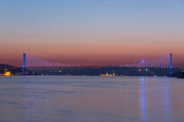 Salacak plajı ve bakire kulesi, karşı kıyıdaki camiler.