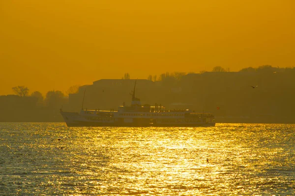 Silhouetten Der Istanbuler Moschee Und Sonnenuntergang — Stockfoto