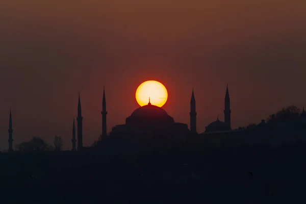 Istanbul Mosque Silhouettes Sunset — Stock Photo, Image