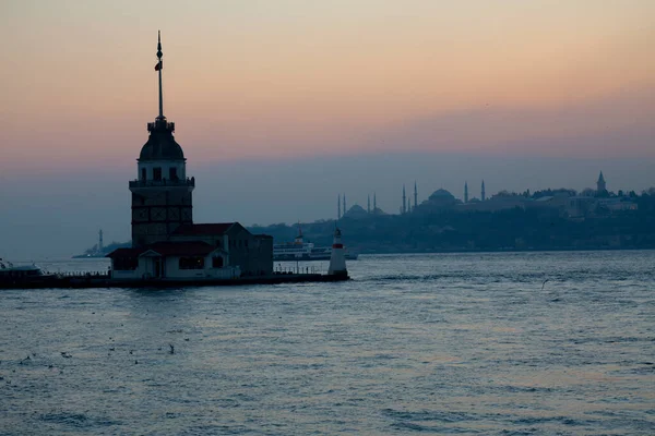 Sílhuetas Mesquita Istambul Pôr Sol — Fotografia de Stock