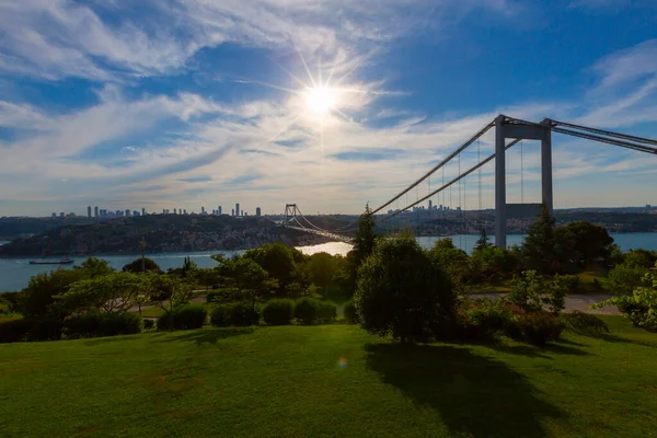 Ponte Paisagem Bósforo Istambul Trânsito Pesado — Fotografia de Stock