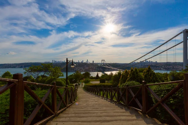 Istanbul Bosphore Pont Paysages Circulation Est Dense — Photo