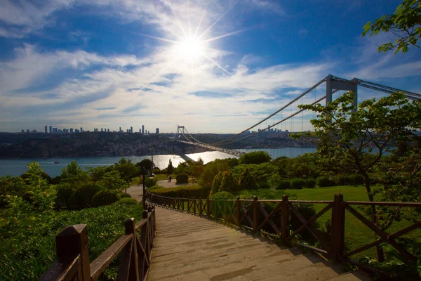 Istanbul Bosforo Ponte Paesaggio Traffico Pesante — Foto Stock