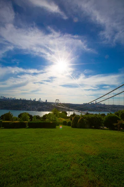 Ponte Paisagem Bósforo Istambul Trânsito Pesado — Fotografia de Stock