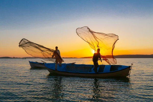 Net fishermen and the sunset / Golyazi - Turkey