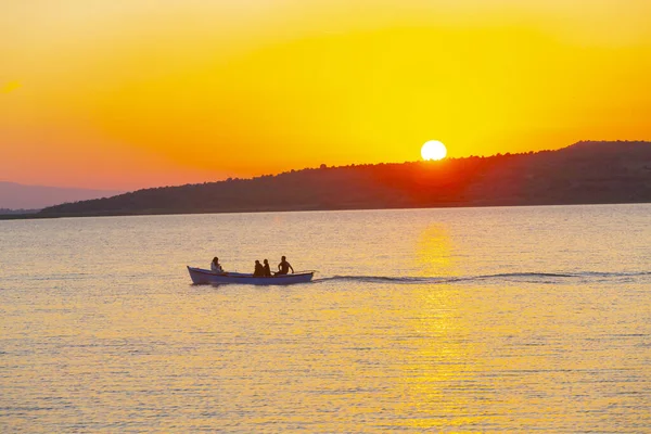 Los Pescadores Netos Puesta Del Sol Golyazi Turquía — Foto de Stock