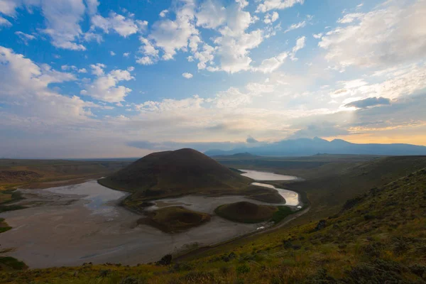 Meke Maar Lake Lago Distrito Karapnar Konya Com Ilhotas Meio — Fotografia de Stock