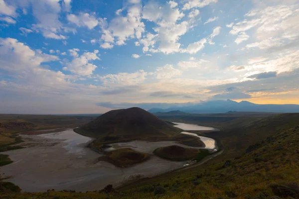 Meke Maar Lake Lago Distrito Karapnar Konya Com Ilhotas Meio — Fotografia de Stock