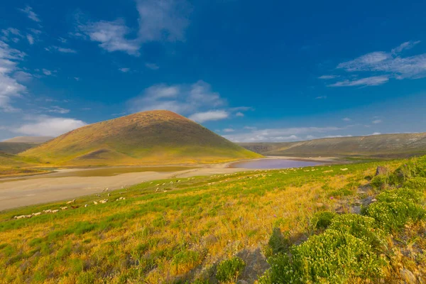 Meke Maar Lake is a lake in the Karapnar district of Konya, with islets in the middle, which has become its current form when a maar formed as a result of volcanic gas explosion was filled with water.