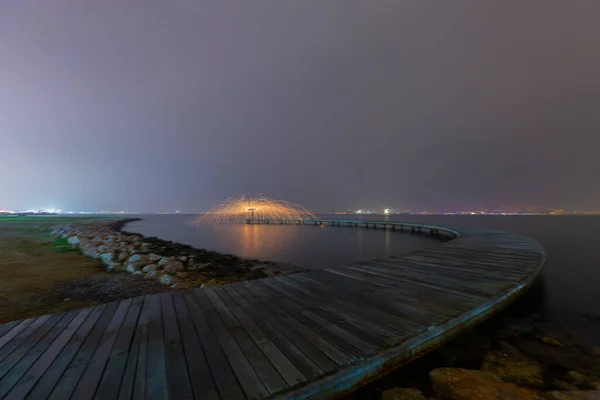 Molo Které Může Být Zobrazeno Jako Příklad Pro Fotografie Dlouhou — Stock fotografie