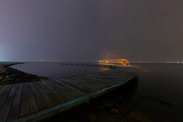 Muelle Que Puede Mostrar Como Ejemplo Para Fotos Larga Exposición —  Fotos de Stock