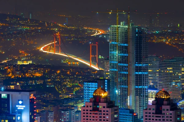 Istanbul Nacht Uitzicht Vanuit Lucht Hoge Gebouwen Pleinen — Stockfoto