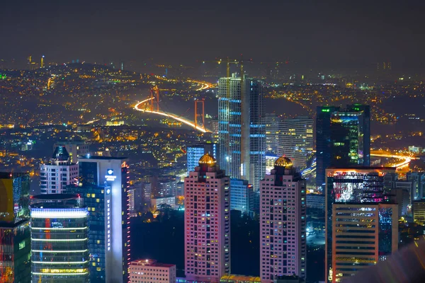 Istambul Vista Aérea Noturna Edifícios Altos Praças — Fotografia de Stock