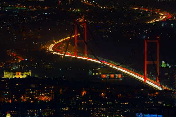 Istanbul Vista Aerea Notturna Edifici Alti Piazze — Foto Stock