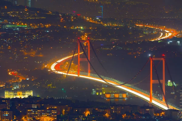 Vista Aérea Nocturna Estambul Edificios Altos Plazas —  Fotos de Stock