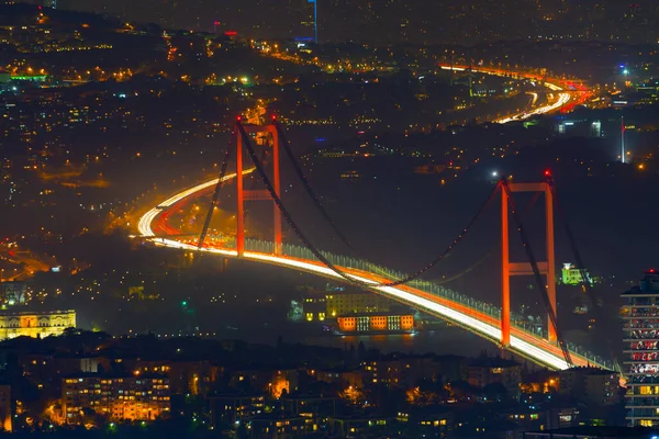 Vista Aérea Nocturna Estambul Edificios Altos Plazas —  Fotos de Stock