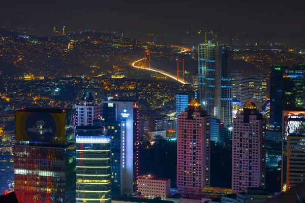 Istanbul Nacht Luftaufnahme Hohe Gebäude Und Plätze — Stockfoto