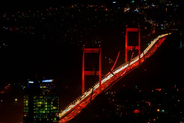 Istanbul Vue Aérienne Nuit Grands Bâtiments Places — Photo