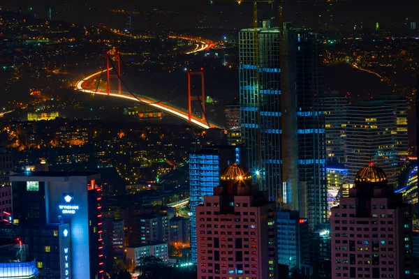 Istanbul Vista Aerea Notturna Edifici Alti Piazze — Foto Stock