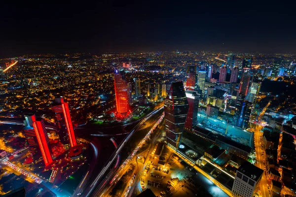 Istambul Vista Aérea Noturna Edifícios Altos Praças — Fotografia de Stock