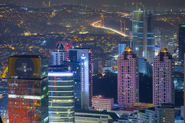 Istambul Vista Aérea Noturna Edifícios Altos Praças — Fotografia de Stock