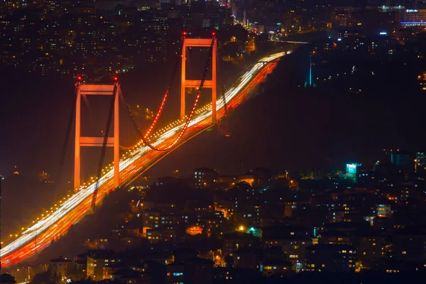 Istanbul Nacht Uitzicht Vanuit Lucht Hoge Gebouwen Pleinen — Stockfoto