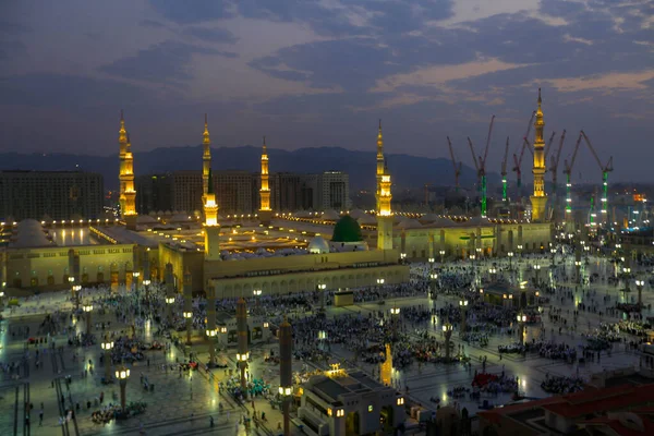 The mosque of the Prophet in Saudi Arabia, Medina. It is one of the largest mosques in the world. After Mecca, it is the second most holy mosque in Islam. Saudi Arabia, Medina.