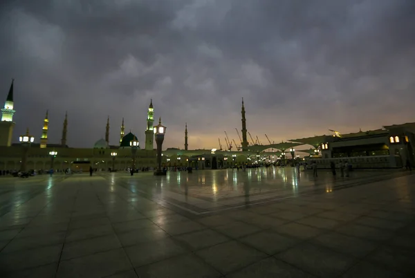 The mosque of the Prophet in Saudi Arabia, Medina. It is one of the largest mosques in the world. After Mecca, it is the second most holy mosque in Islam. Saudi Arabia, Medina